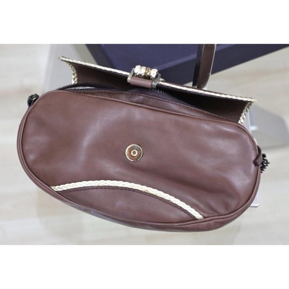 Giuseppe Zanotti Brown Leather Shoulder Bag Purse Handbag Gold Chain - Picture 10 of 10